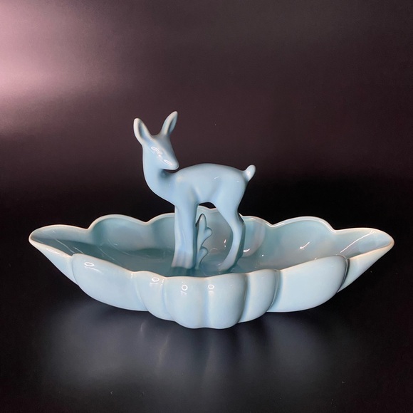Ceramic blue fawn and serving bowl - Picture 3 of 13